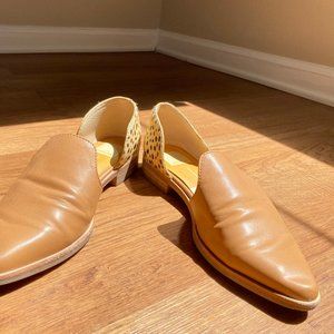 Shoes; Flats, Tan, Leather